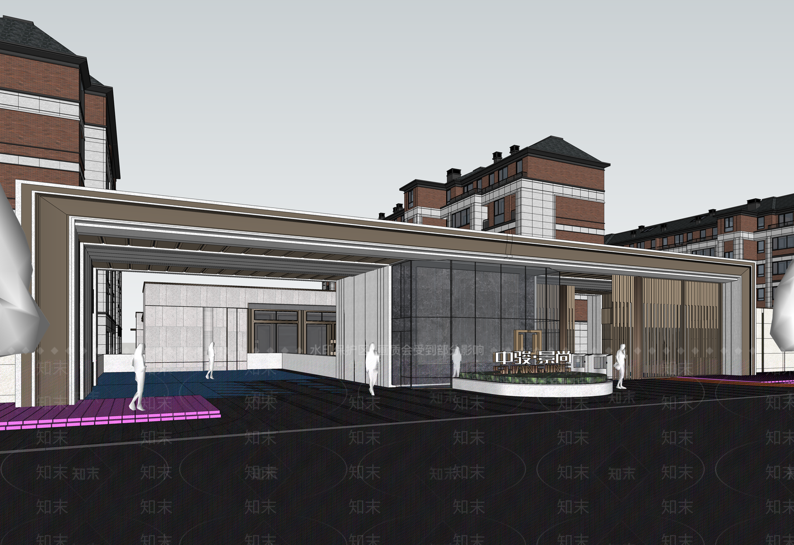 现代小区建筑SU模型下载【ID:1202340046】