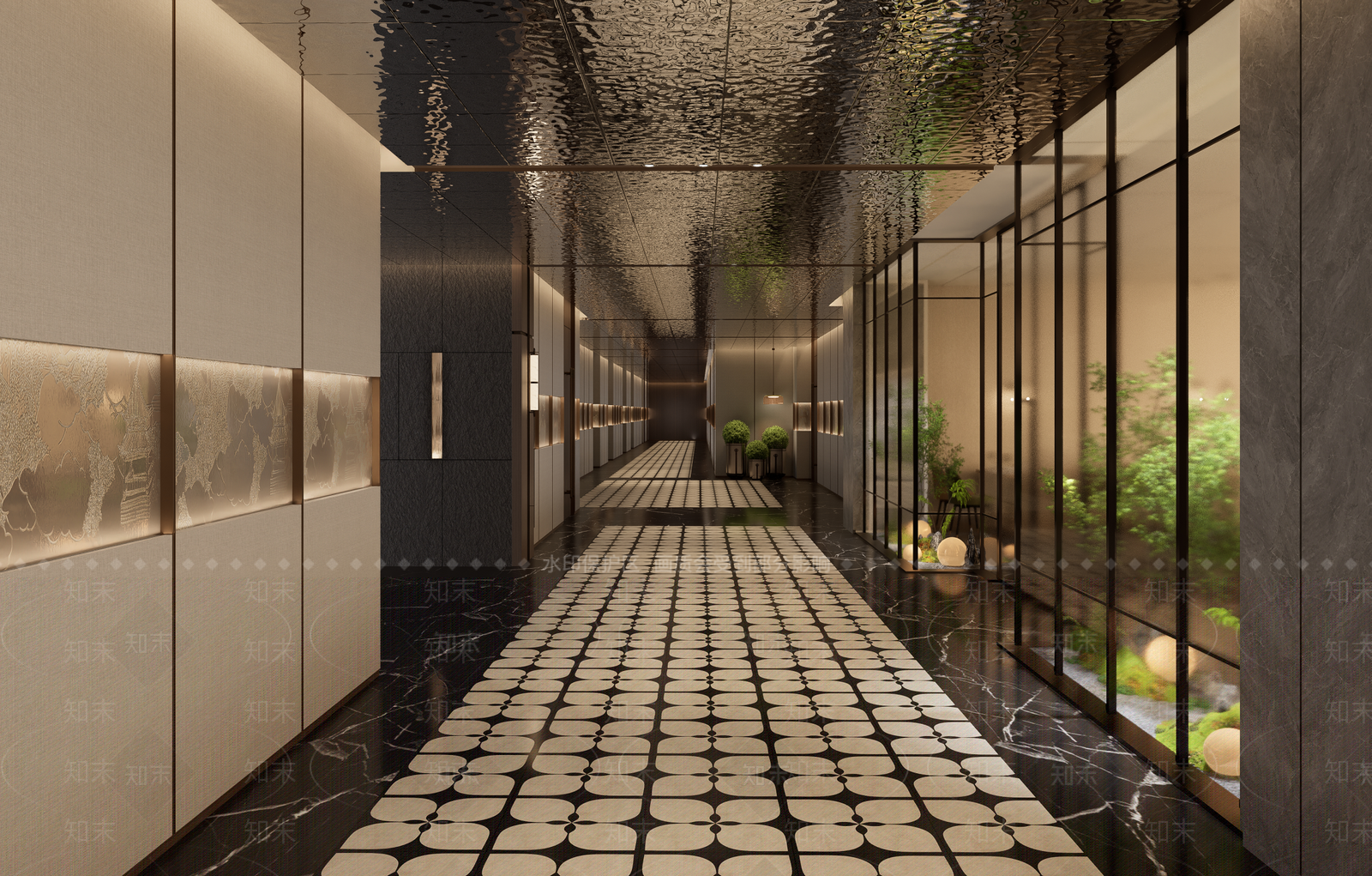 现代酒店走廊SU模型下载【ID:1202342652】