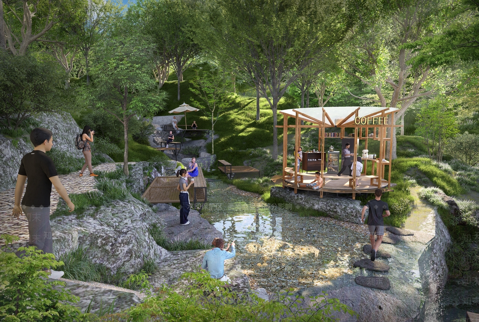 现代滨水景观SU模型下载【ID:1202344414】