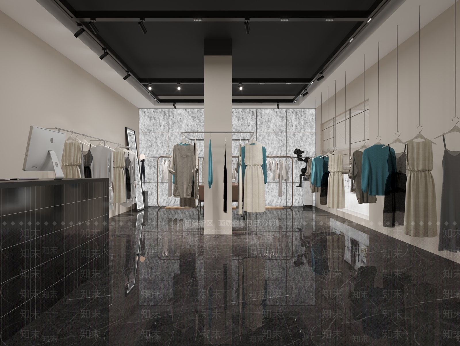 现代简约服装店3D模型下载【ID:1202344493】
