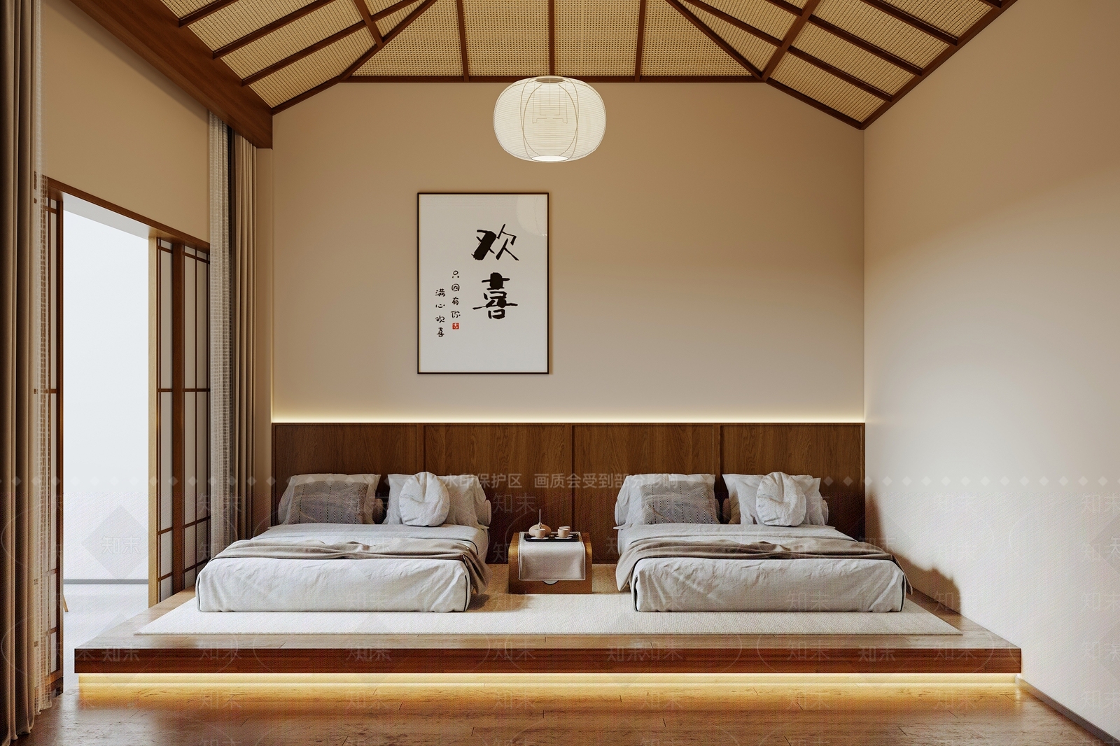 侘寂榻榻米卧室3D模型下载【ID:1202344654】