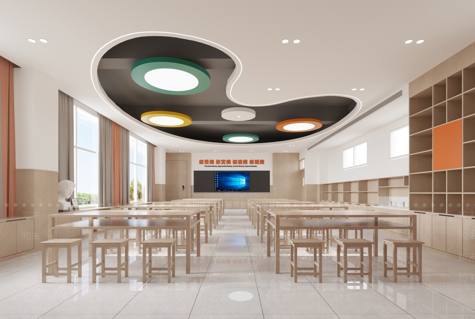 新中式现代教室3D模型下载【ID:1202346448】