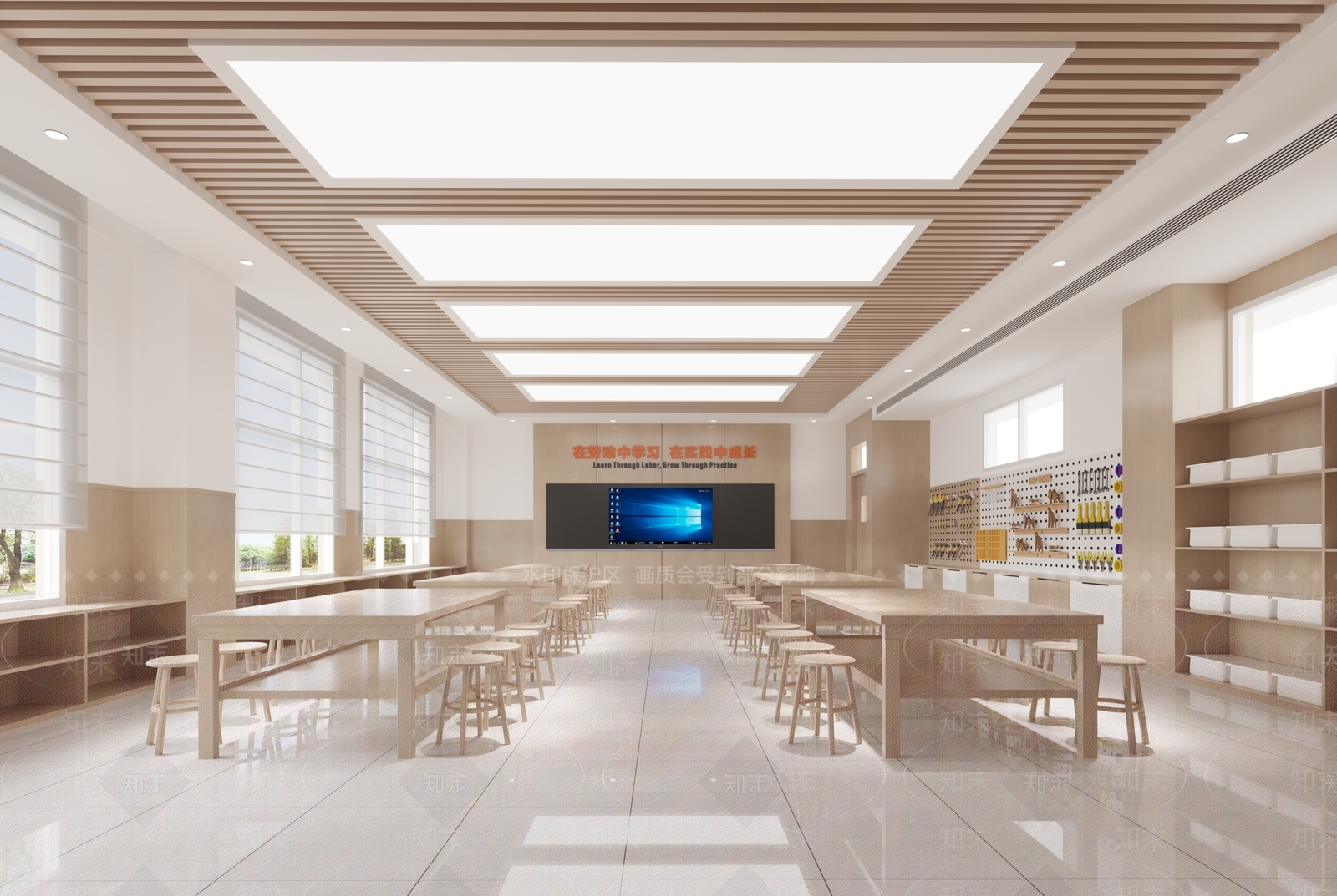 新中式现代教室3D模型下载【ID:1202346448】