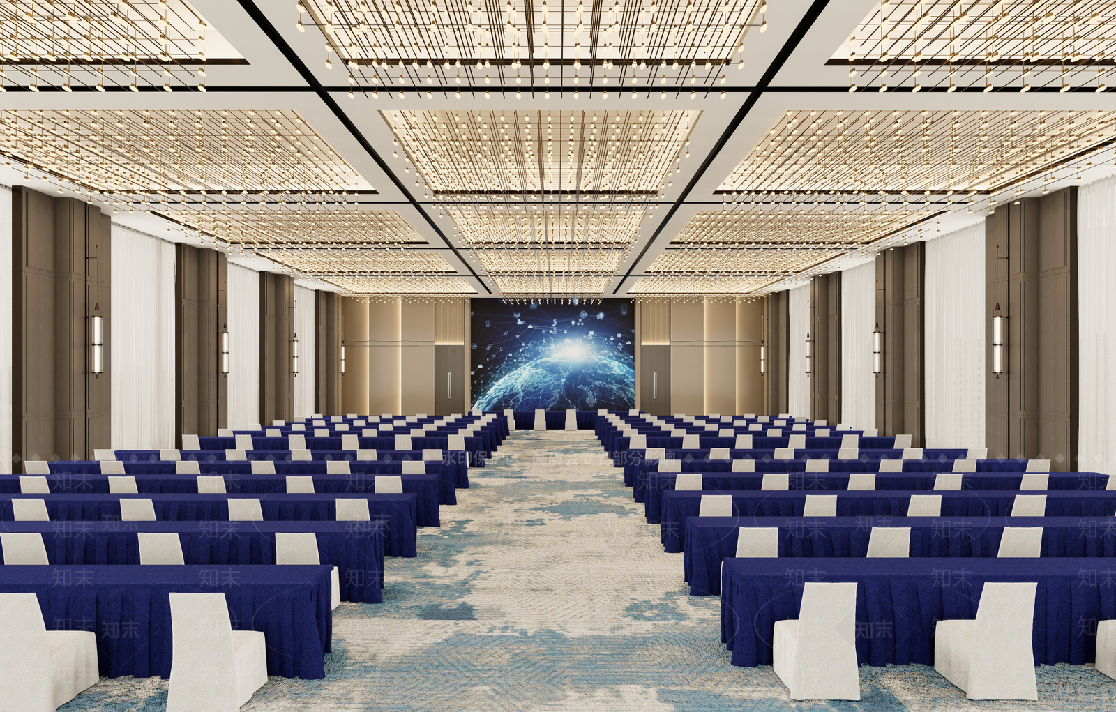 现代宴会厅SU模型下载【ID:1202347018】