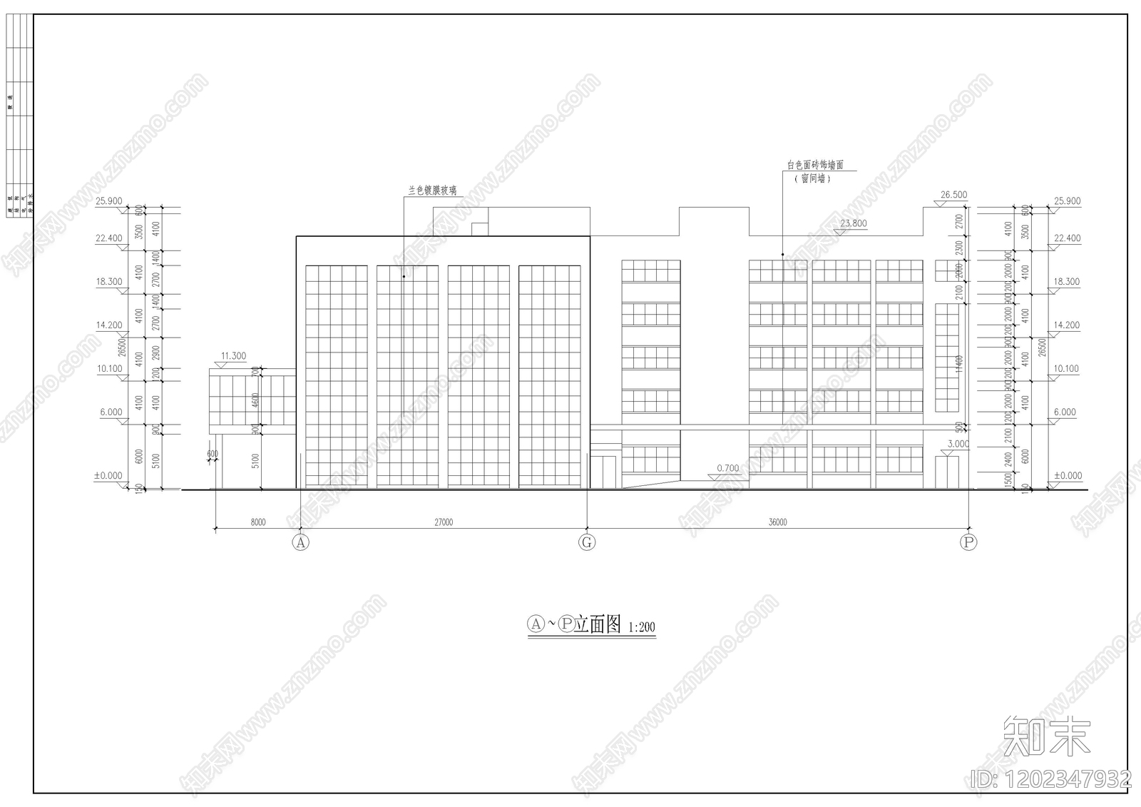 现代产业园建筑cad施工图下载【ID:1202347932】