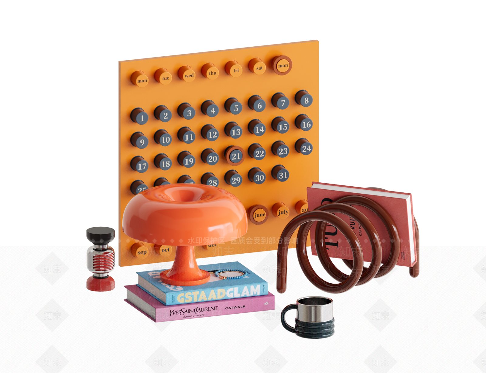 复古奶油摆件组合3D模型下载【ID:1202349558】