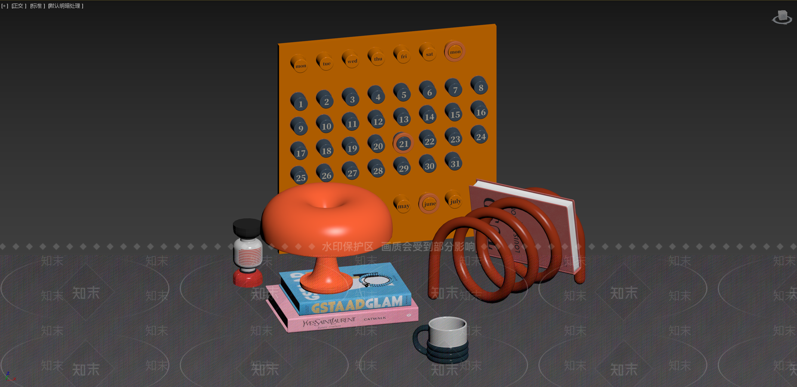复古奶油摆件组合3D模型下载【ID:1202349558】
