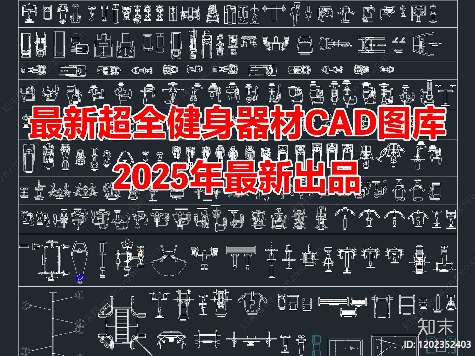 2025年最新超全健身器材器械CAD图库施工图下载【ID:1202352403】