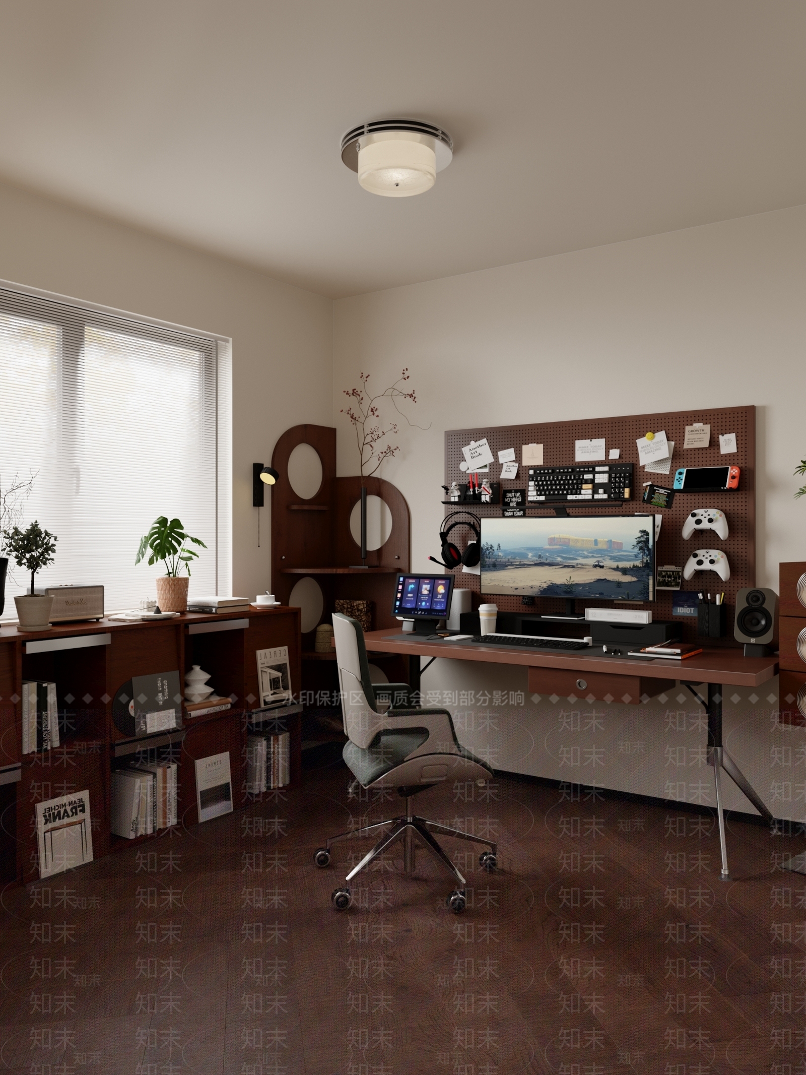 中古奶油书房3D模型下载【ID:1202355721】