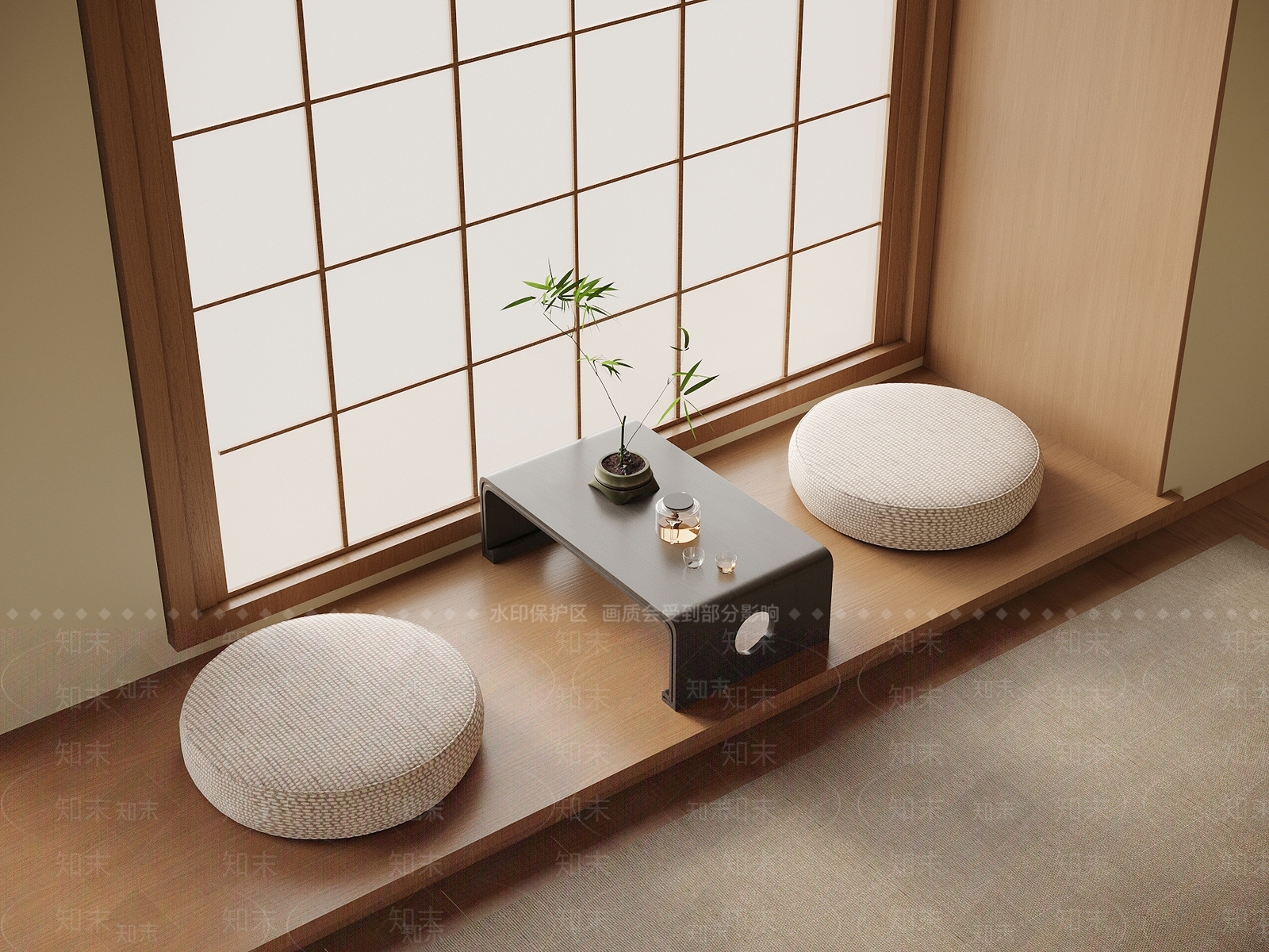 日式新中式茶桌椅SU模型下载【ID:1202357722】