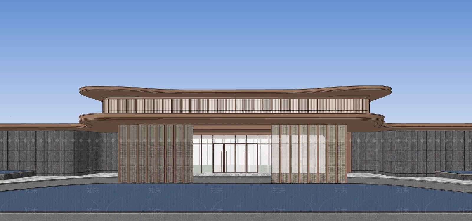 现代售楼处建筑SU模型下载【ID:1202358224】
