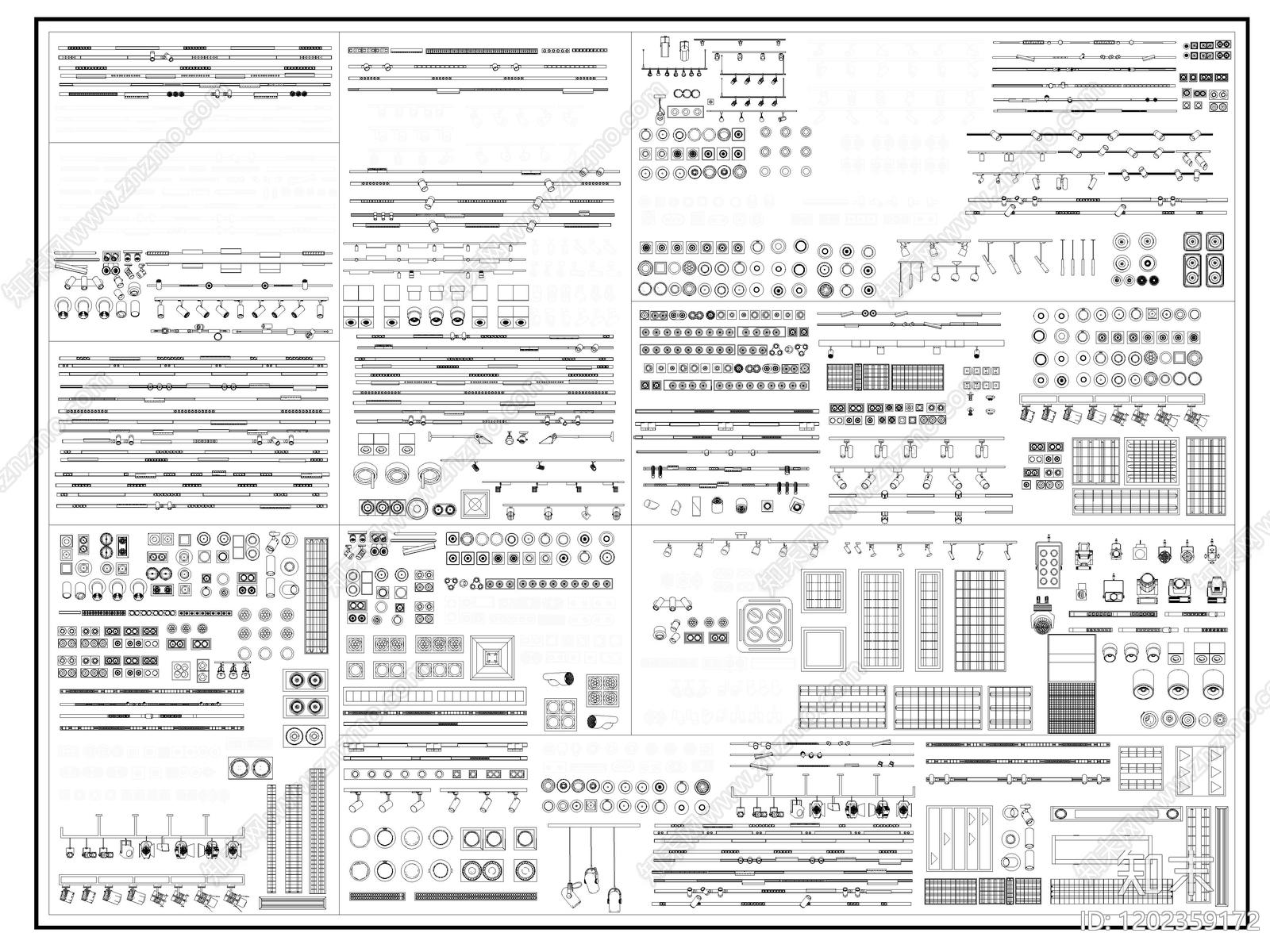 现代灯具图库cad施工图下载【ID:1202359172】