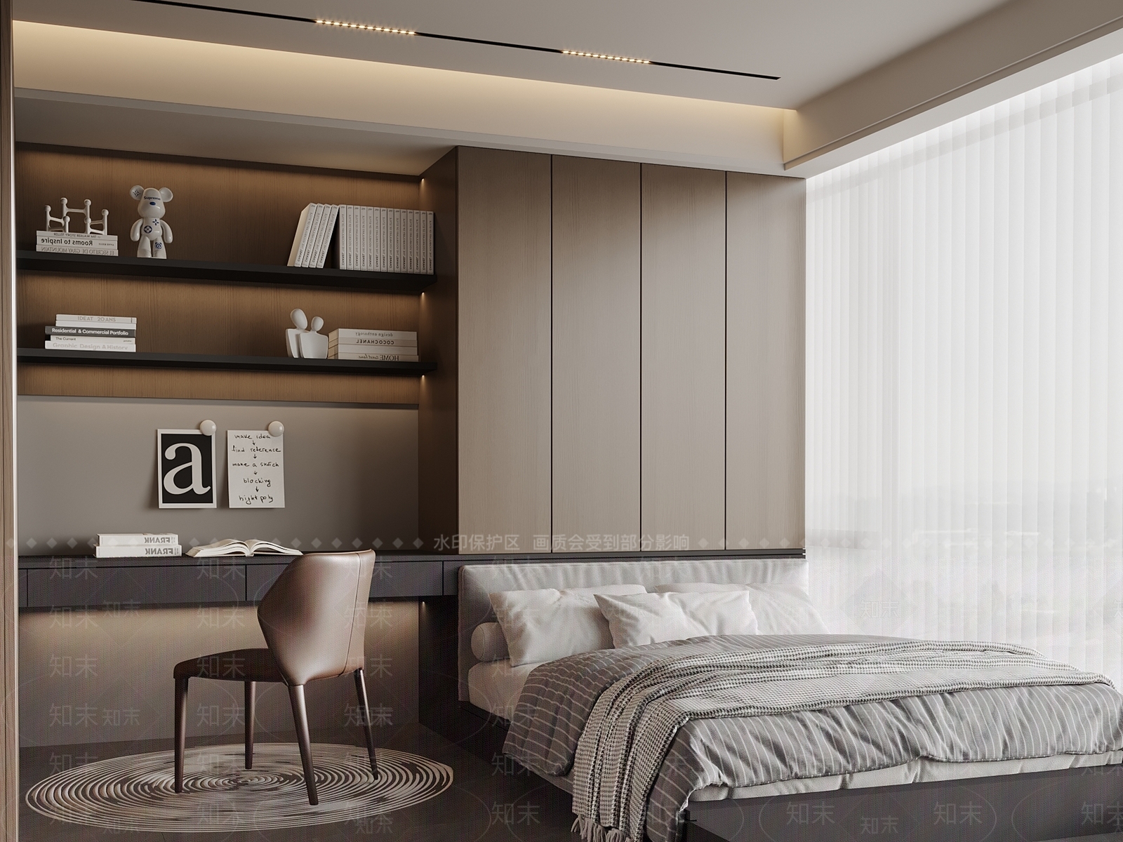 现代意式榻榻米卧室3D模型下载【ID:1202360106】