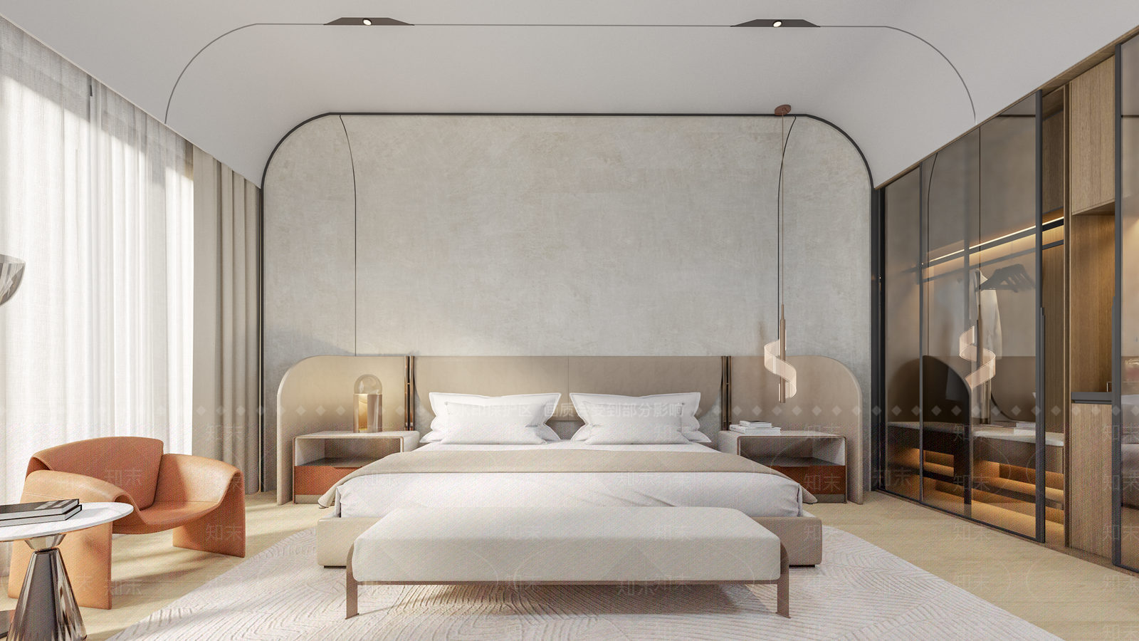 现代新中式双人卧室SU模型下载【ID:1202359766】