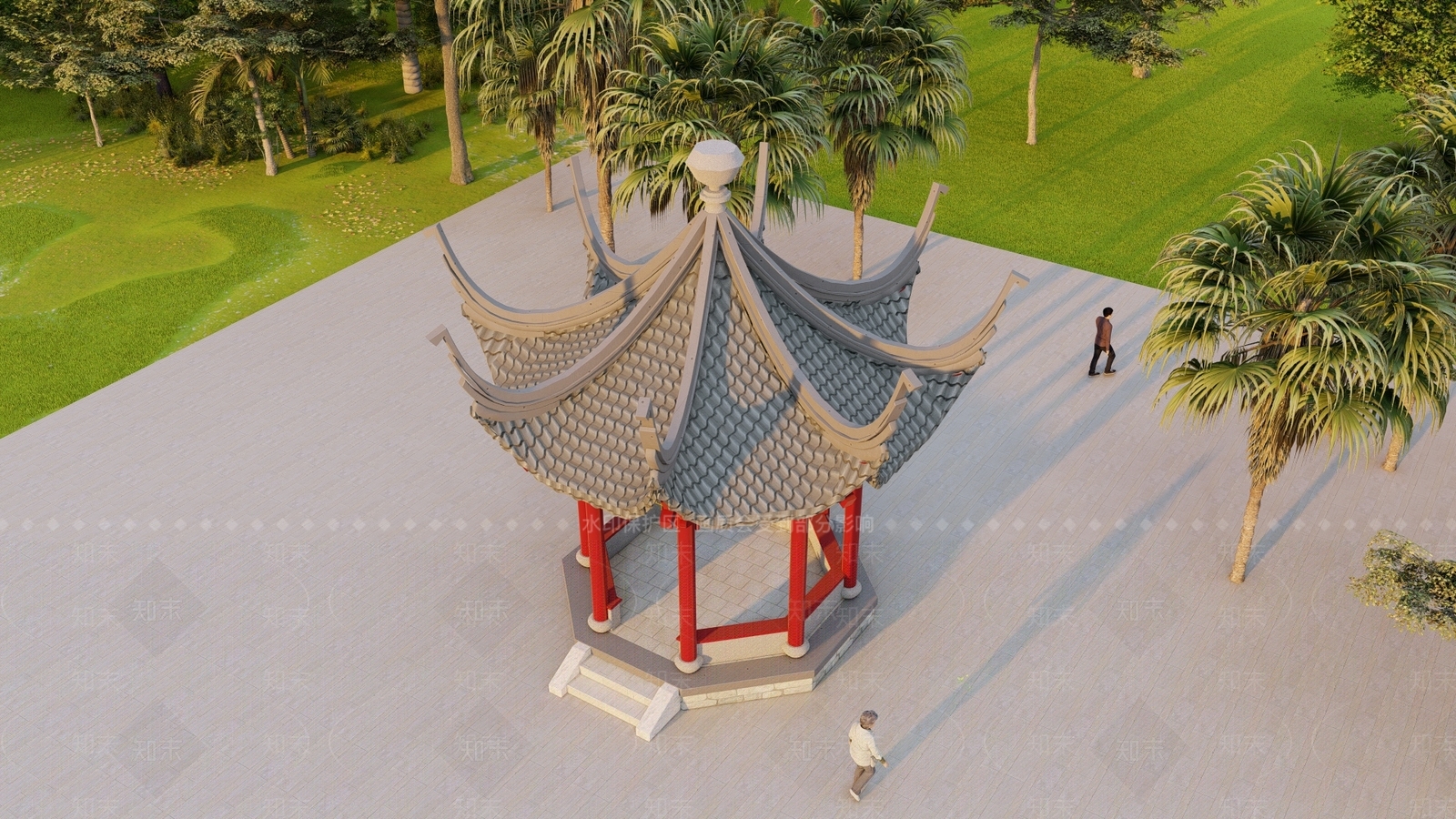新中式中式亭子SU模型下载【ID:1202360271】