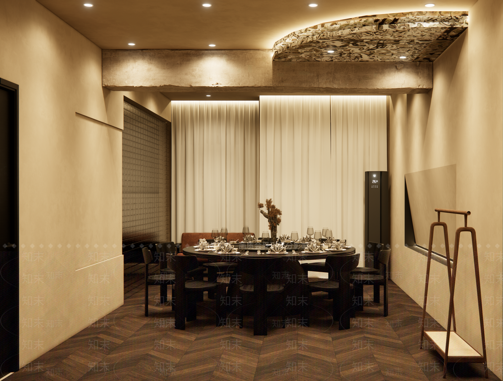 侘寂新中式包厢SU模型下载【ID:1204074404】