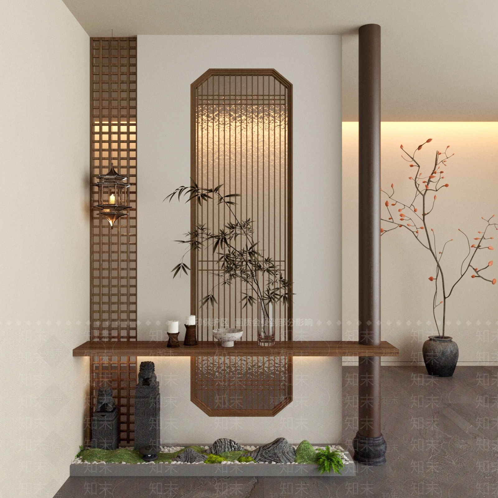 新中式中古隔断3D模型下载【ID:1202363266】