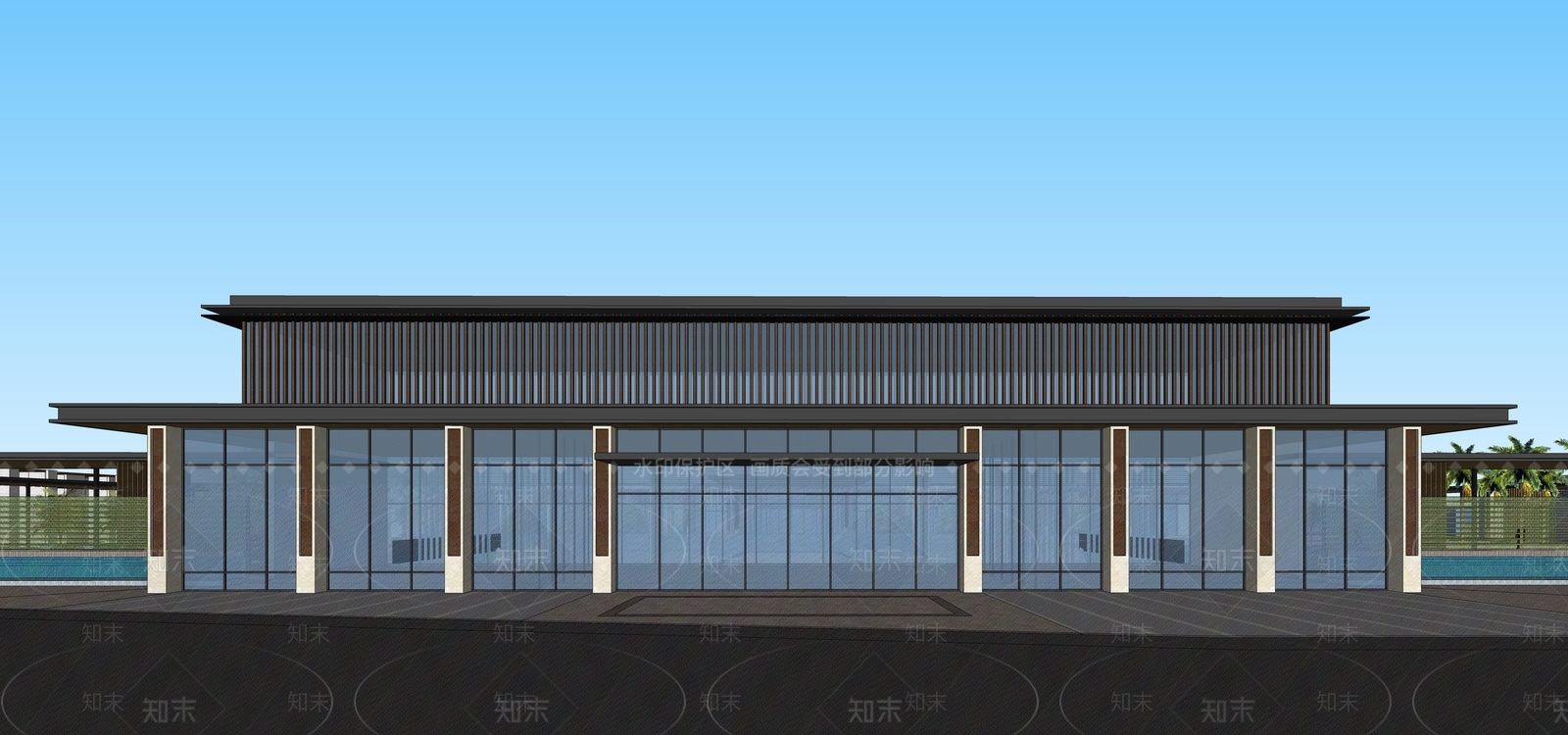 现代售楼处建筑SU模型下载【ID:1202363975】