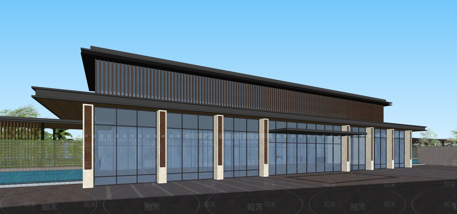 现代售楼处建筑SU模型下载【ID:1202363975】