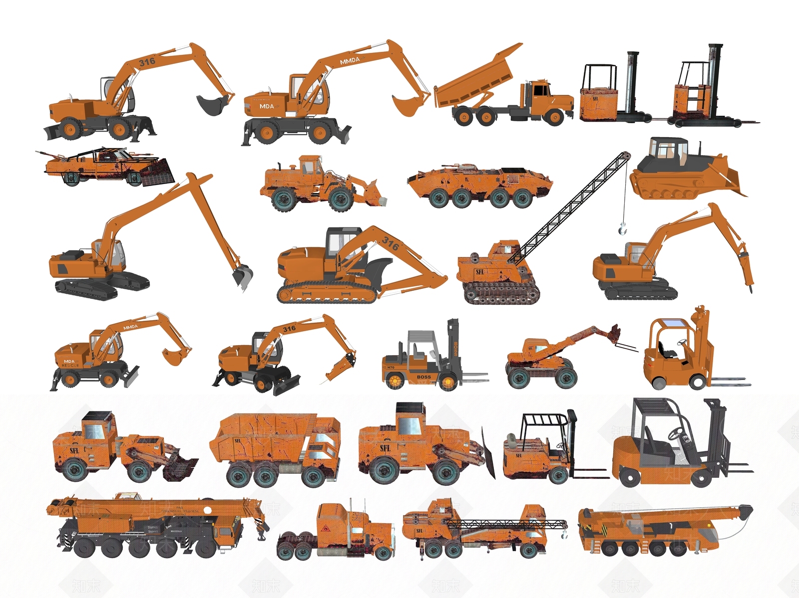 工程车SU模型下载【ID:1202365775】