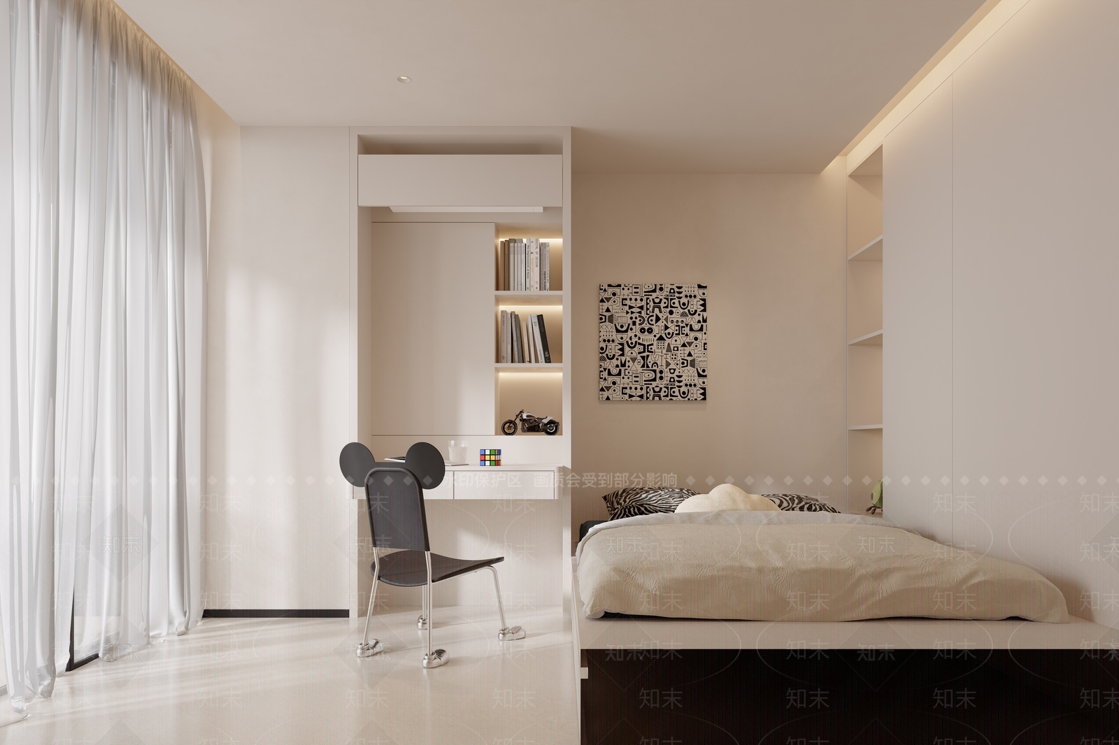现代奶油通用儿童房3D模型下载【ID:1202367051】