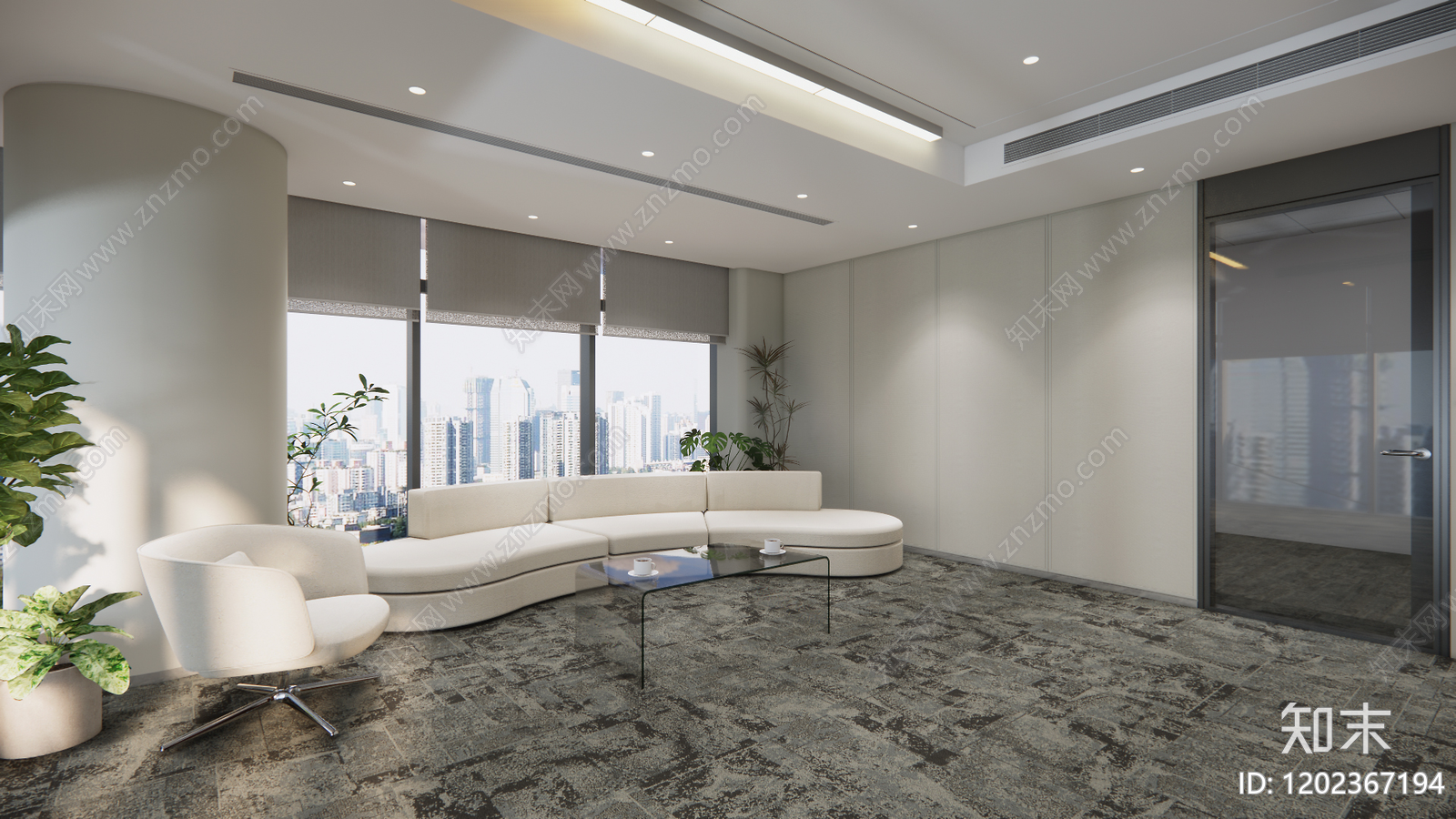 现代简约整体办公空间cad施工图下载【ID:1202367194】