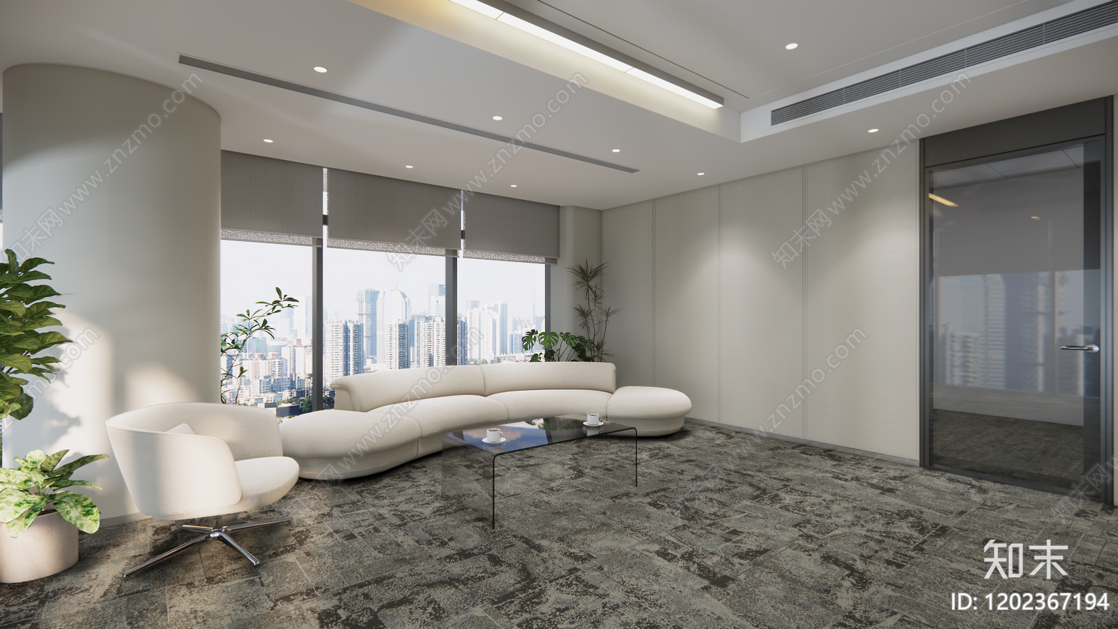现代简约整体办公空间cad施工图下载【ID:1202367194】