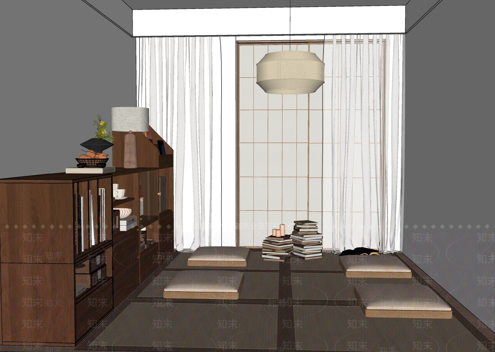 日式禅意书房SU模型下载【ID:1202367661】
