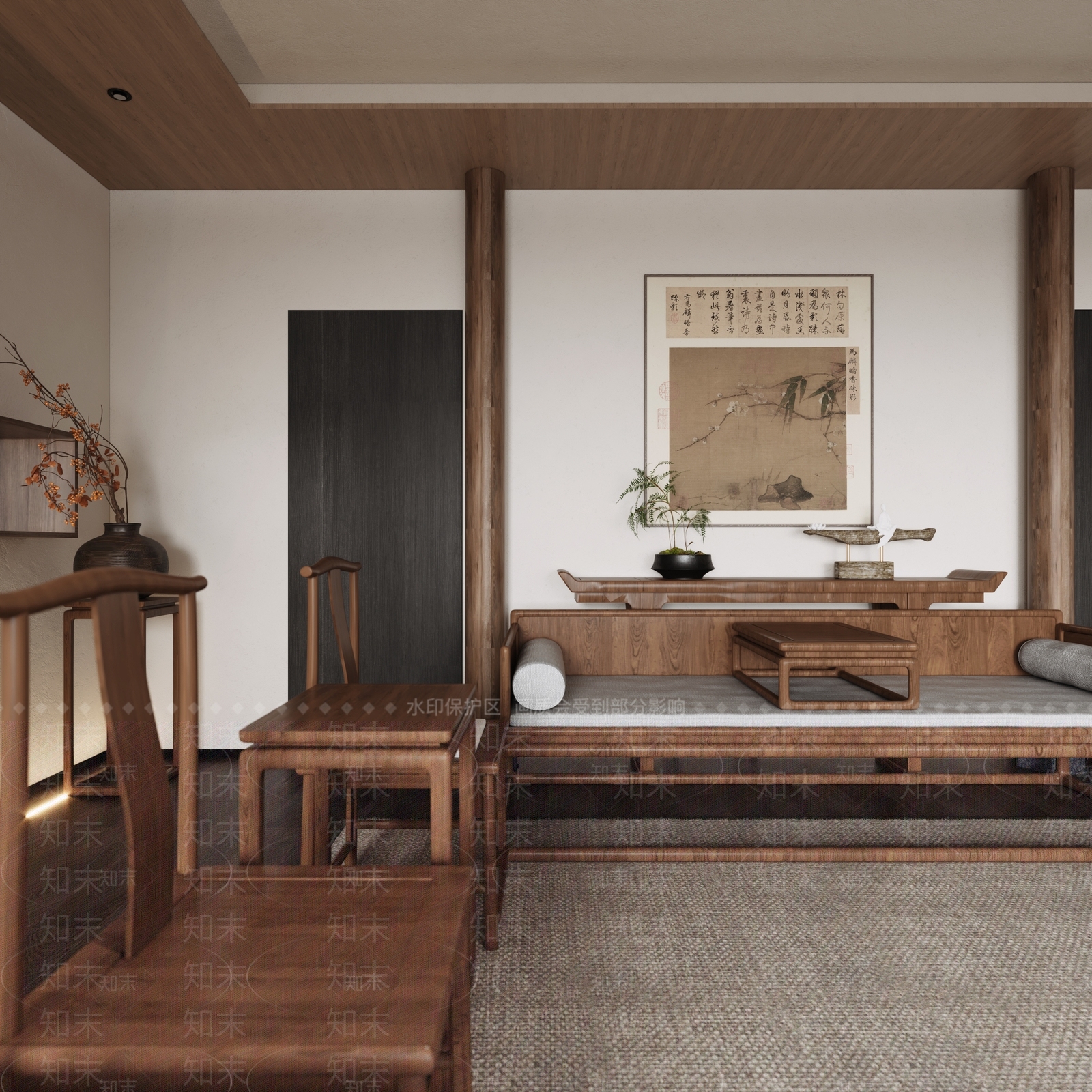 新中式中古接待室3D模型下载【ID:1202367698】
