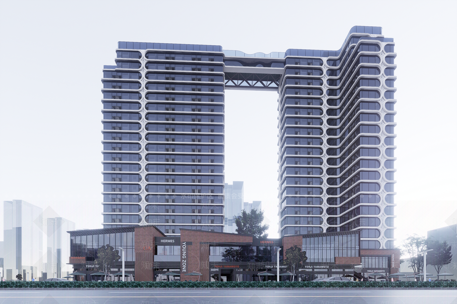 现代酒店建筑SU模型下载【ID:1202367985】