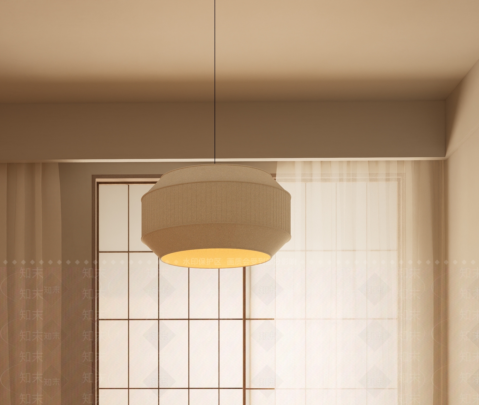 禅意日式艺术吊灯SU模型下载【ID:1202367934】