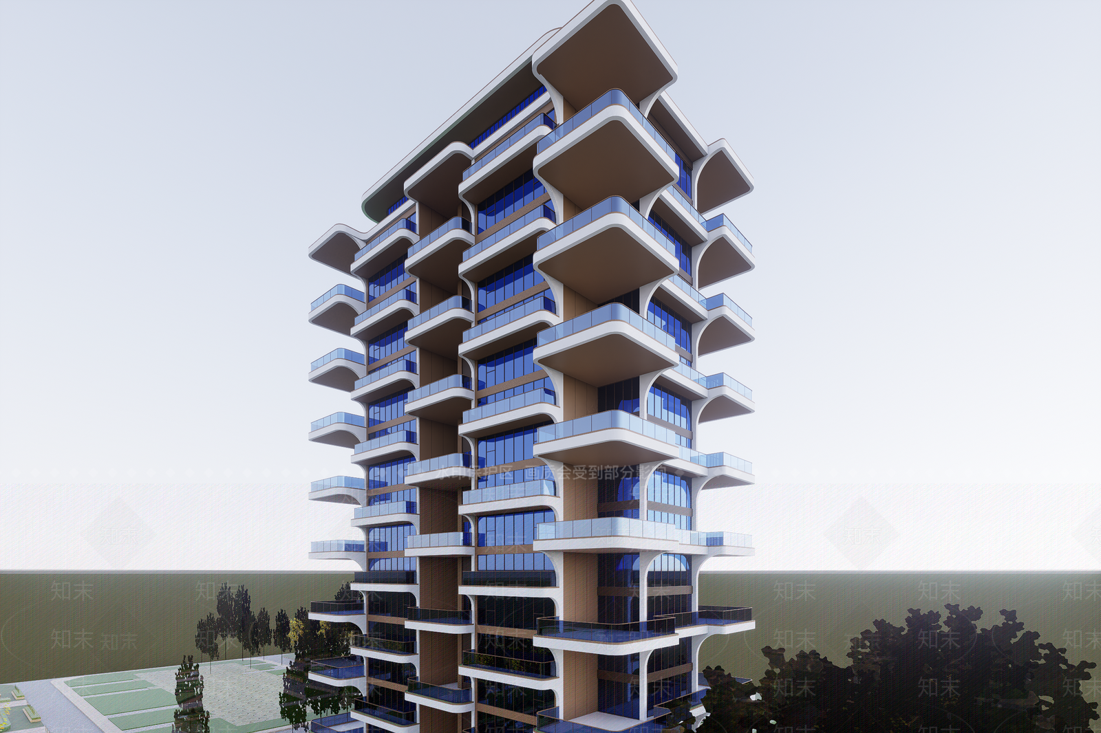 现代高层住宅SU模型下载【ID:1202368469】