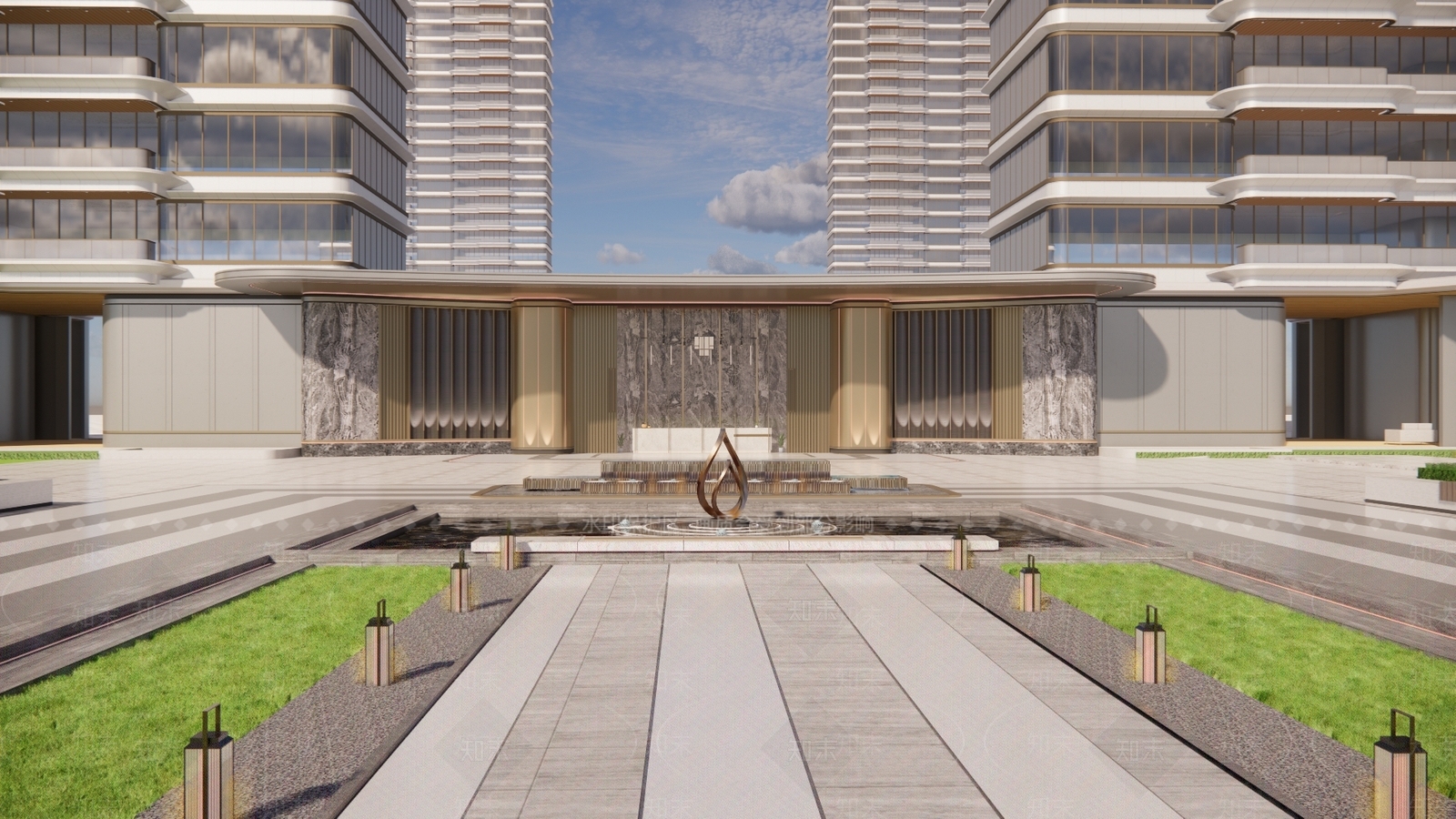 现代轻奢高层住宅SU模型下载【ID:1202370767】