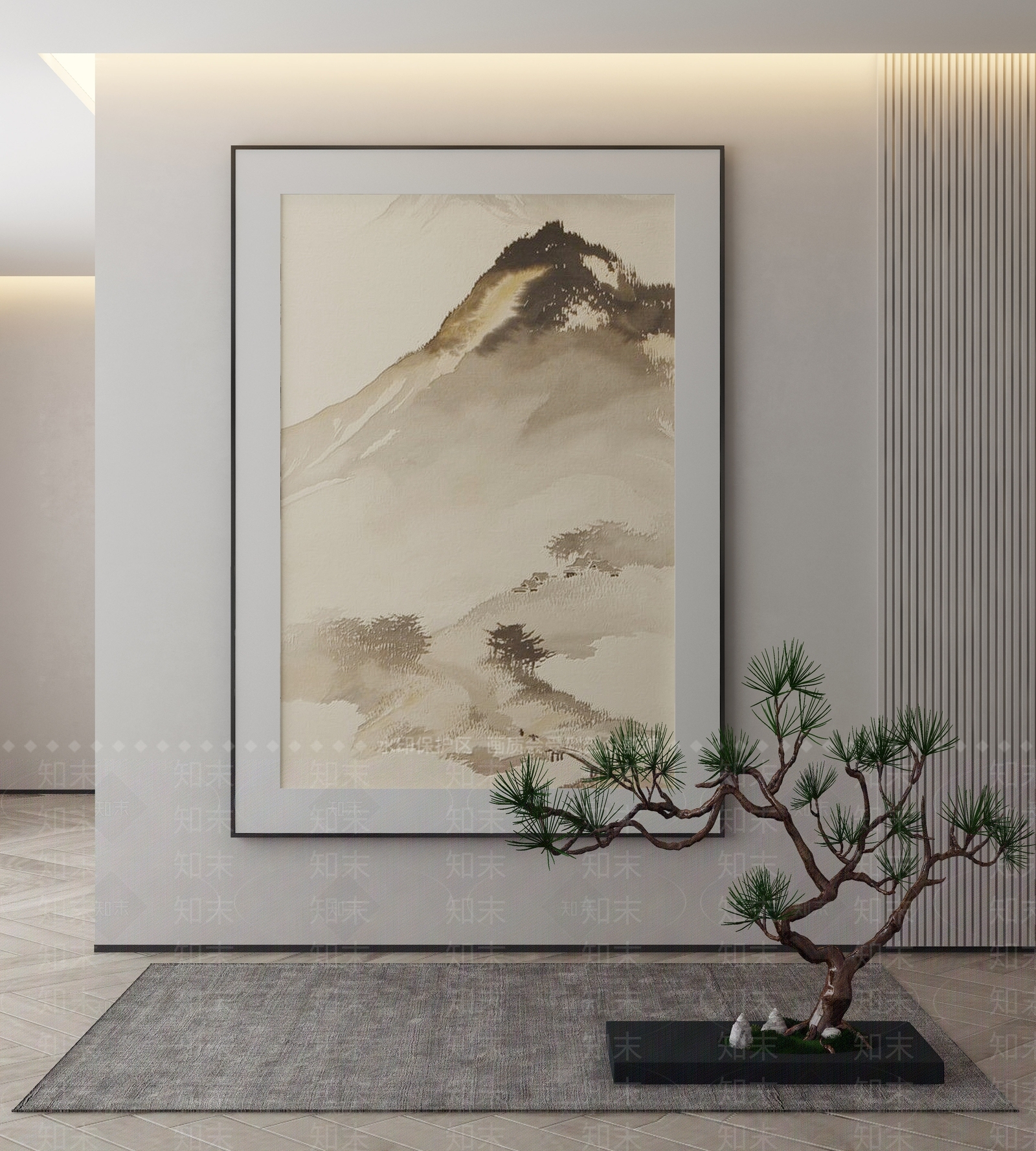 新中式侘寂挂画3D模型下载【ID:1202979883】