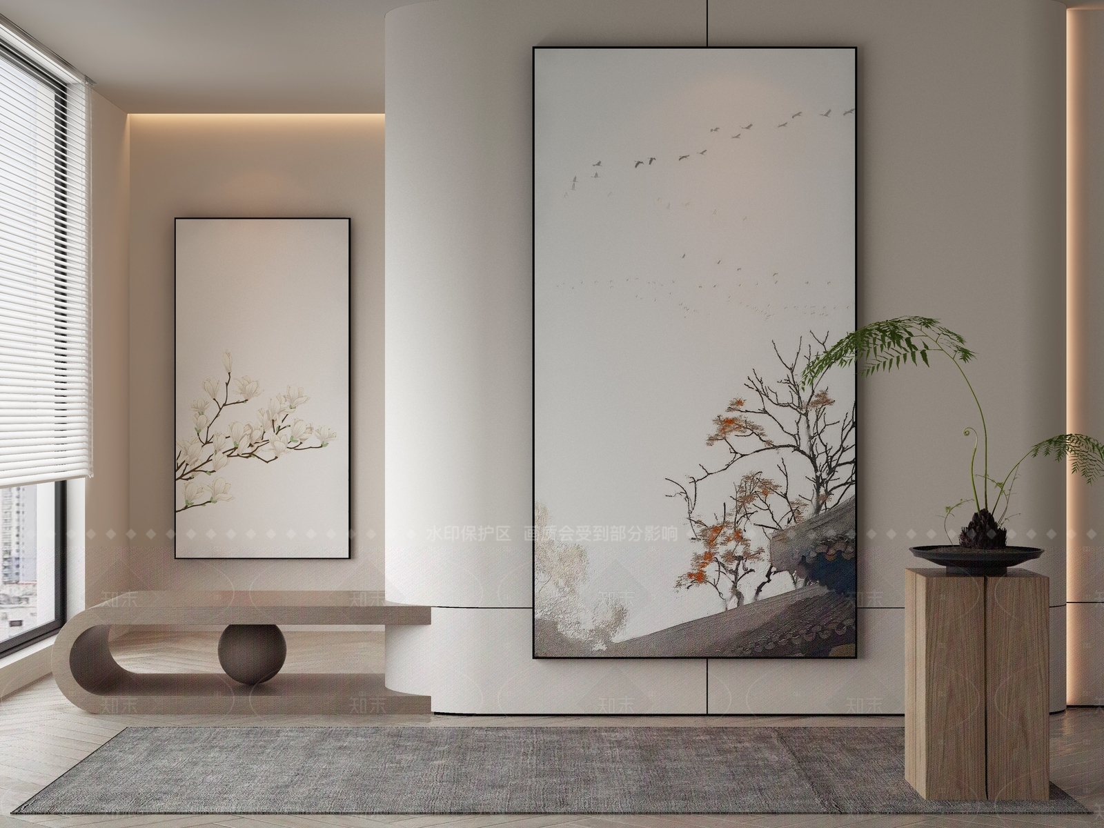 新中式侘寂挂画3D模型下载【ID:1205773974】