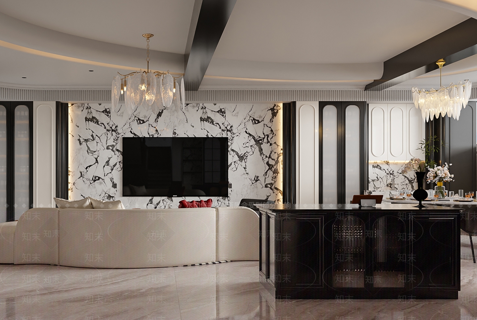 法式酒店餐厅3D模型下载【ID:1221874994】