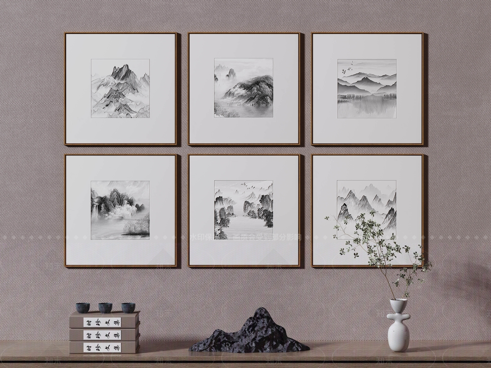 新中式侘寂挂画3D模型下载【ID:1205646084】