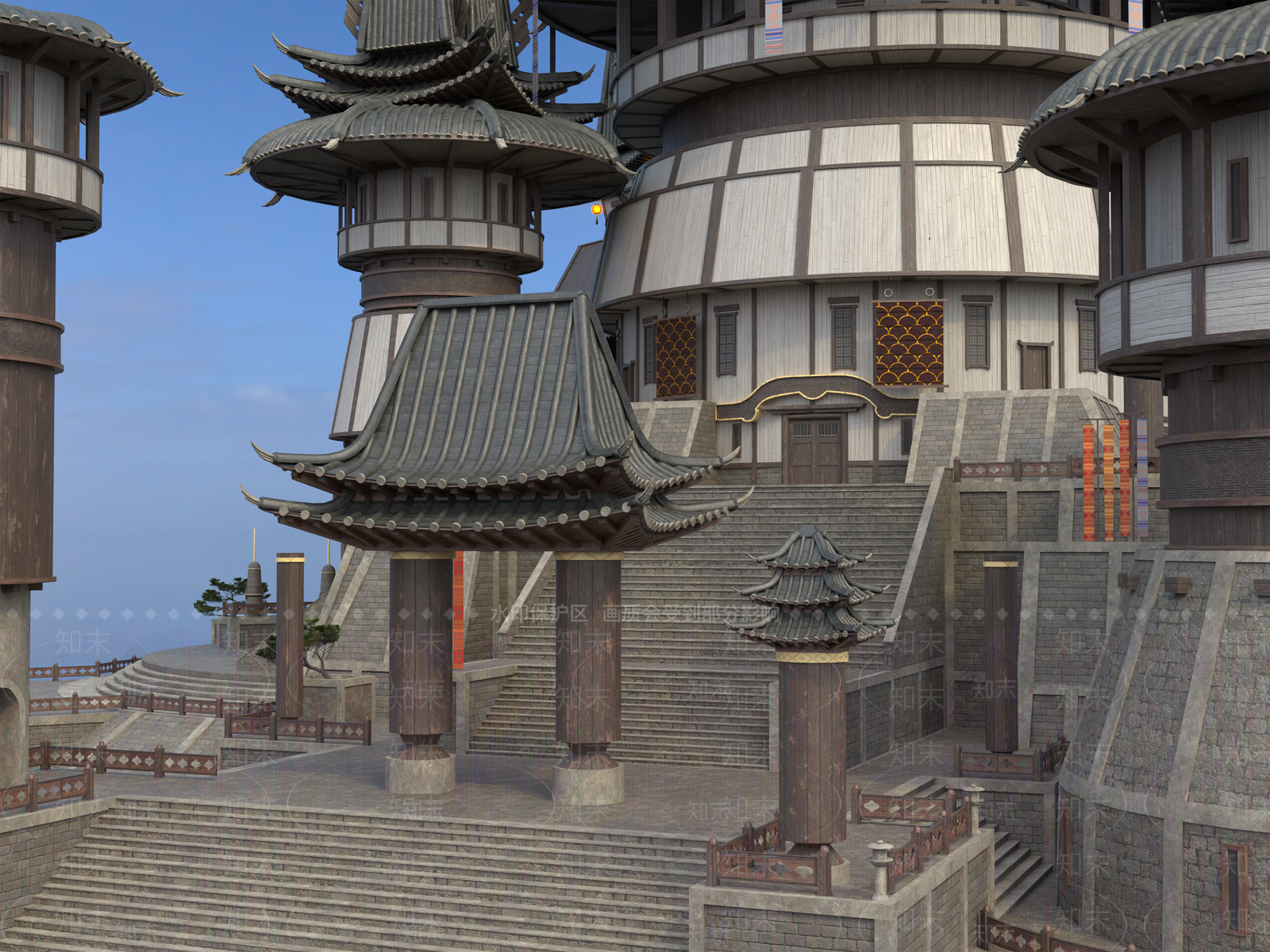 日式古建筑SU模型下载【ID:1202372875】
