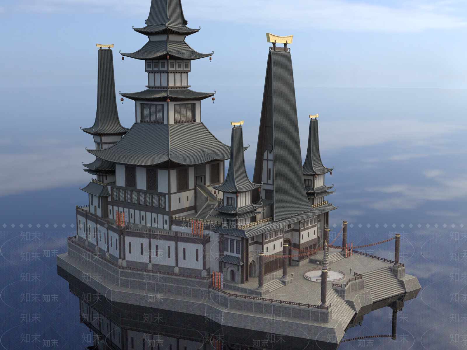 中古古建筑SU模型下载【ID:1202373203】