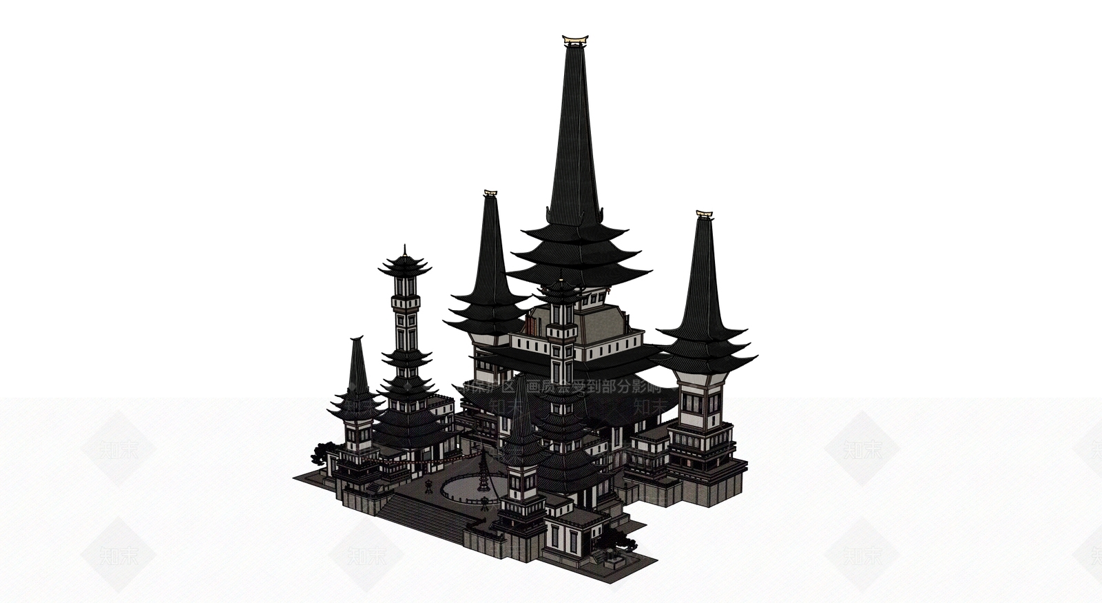 中古古建筑SU模型下载【ID:1202373423】