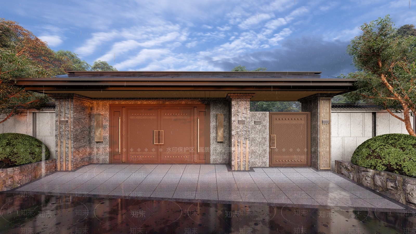 新中式中式别墅庭院SU模型下载【ID:1202374254】