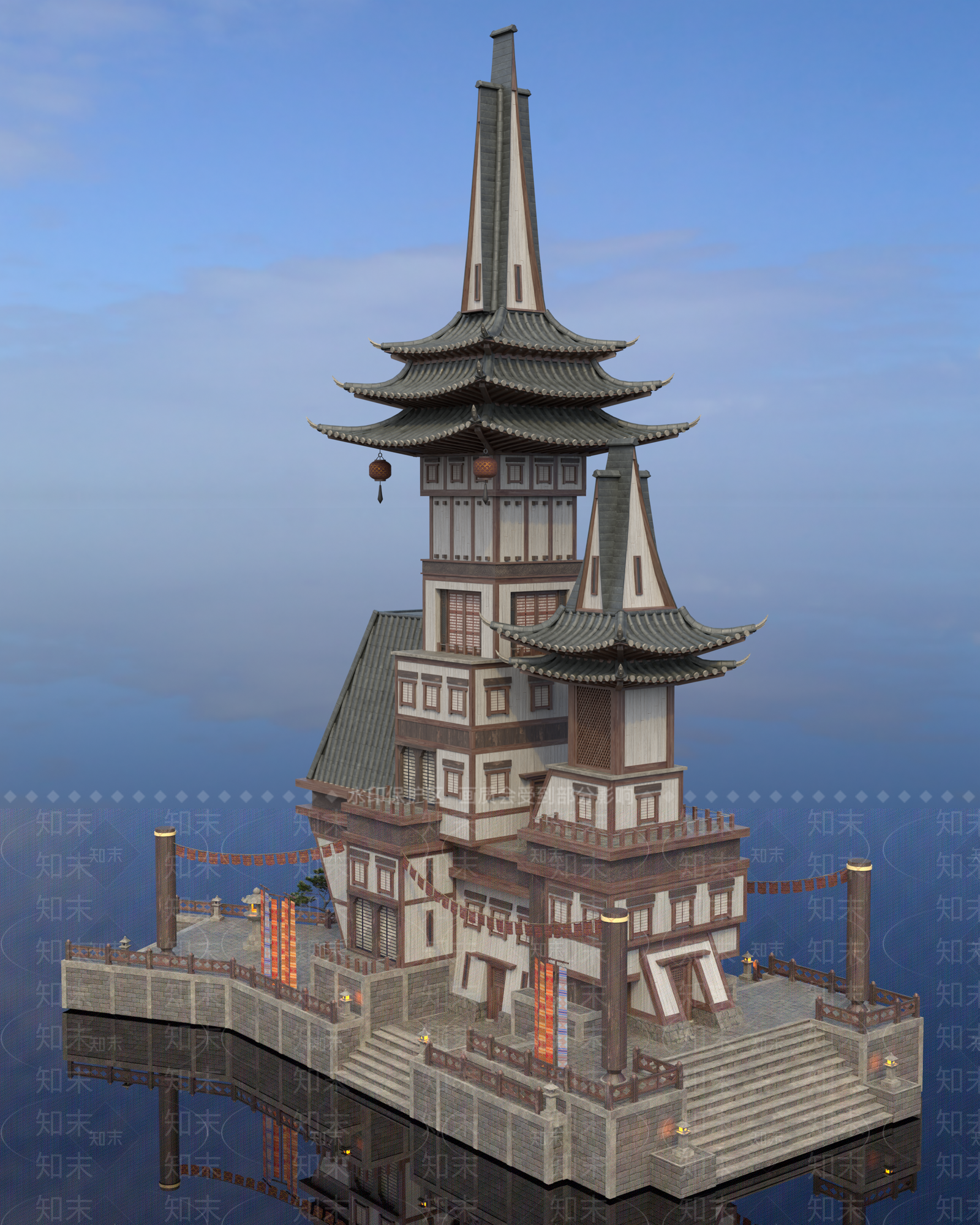 中古古建筑SU模型下载【ID:1202374868】