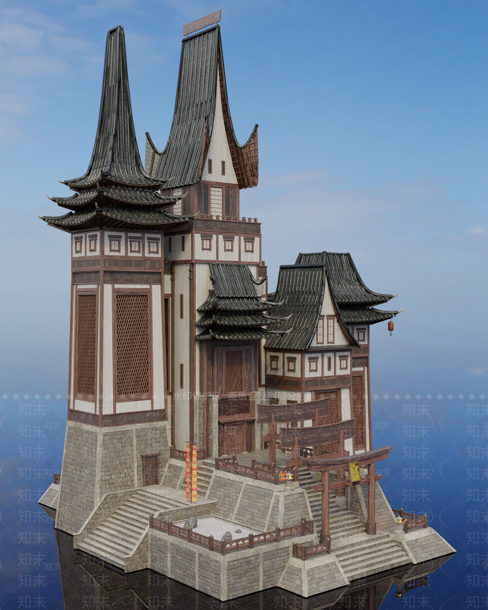 中古古建筑SU模型下载【ID:1202375002】