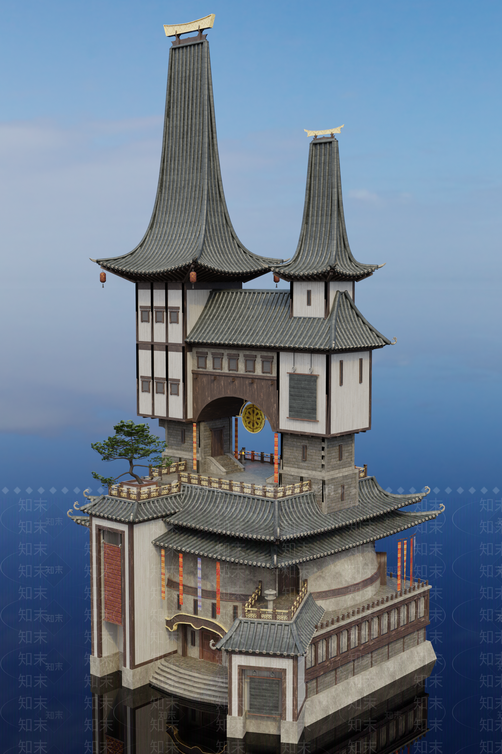 中古古建筑SU模型下载【ID:1202375111】