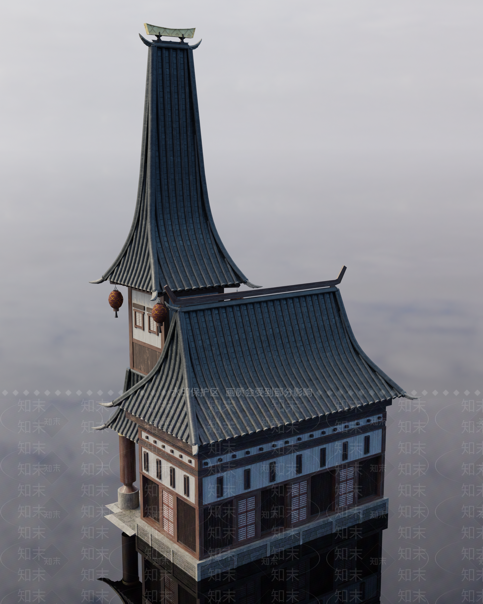 中古古建筑SU模型下载【ID:1202375198】