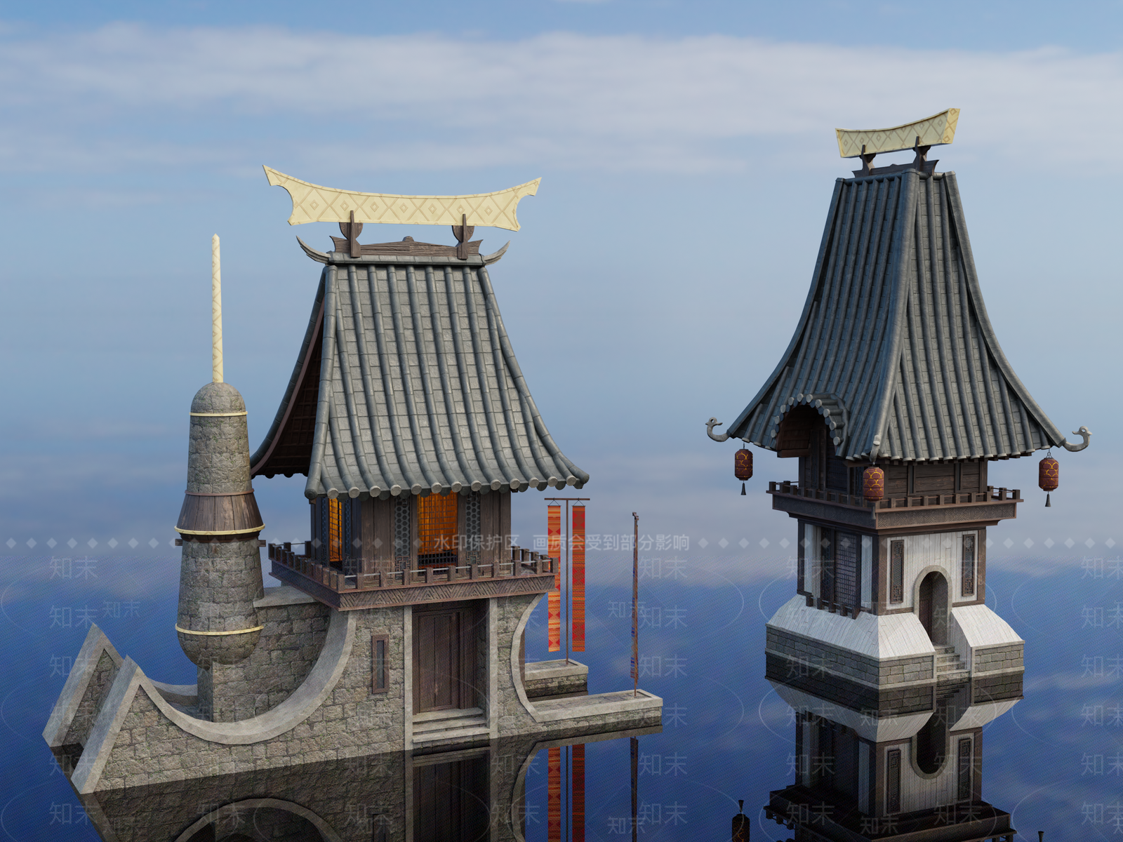 中古古建筑SU模型下载【ID:1202375391】