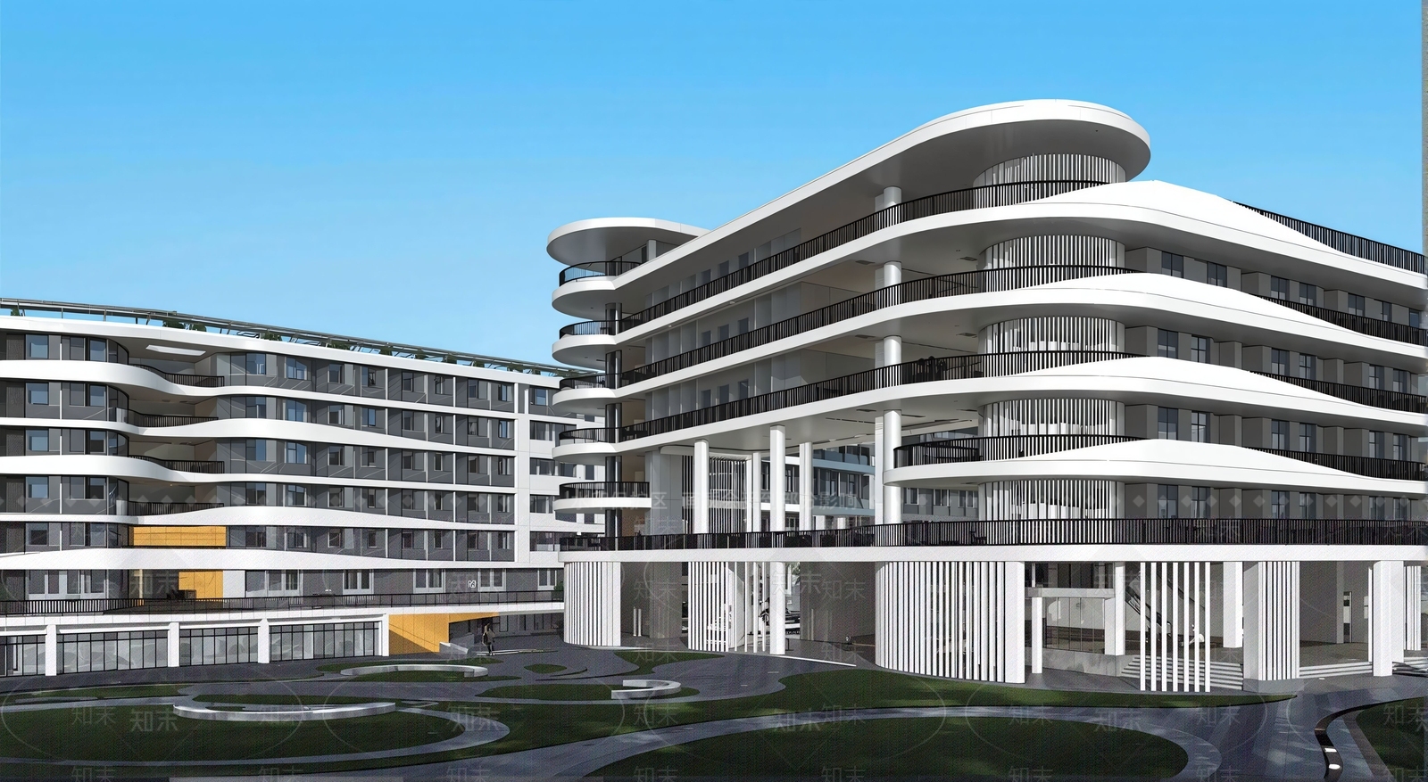 现代学校建筑SU模型下载【ID:1202375546】