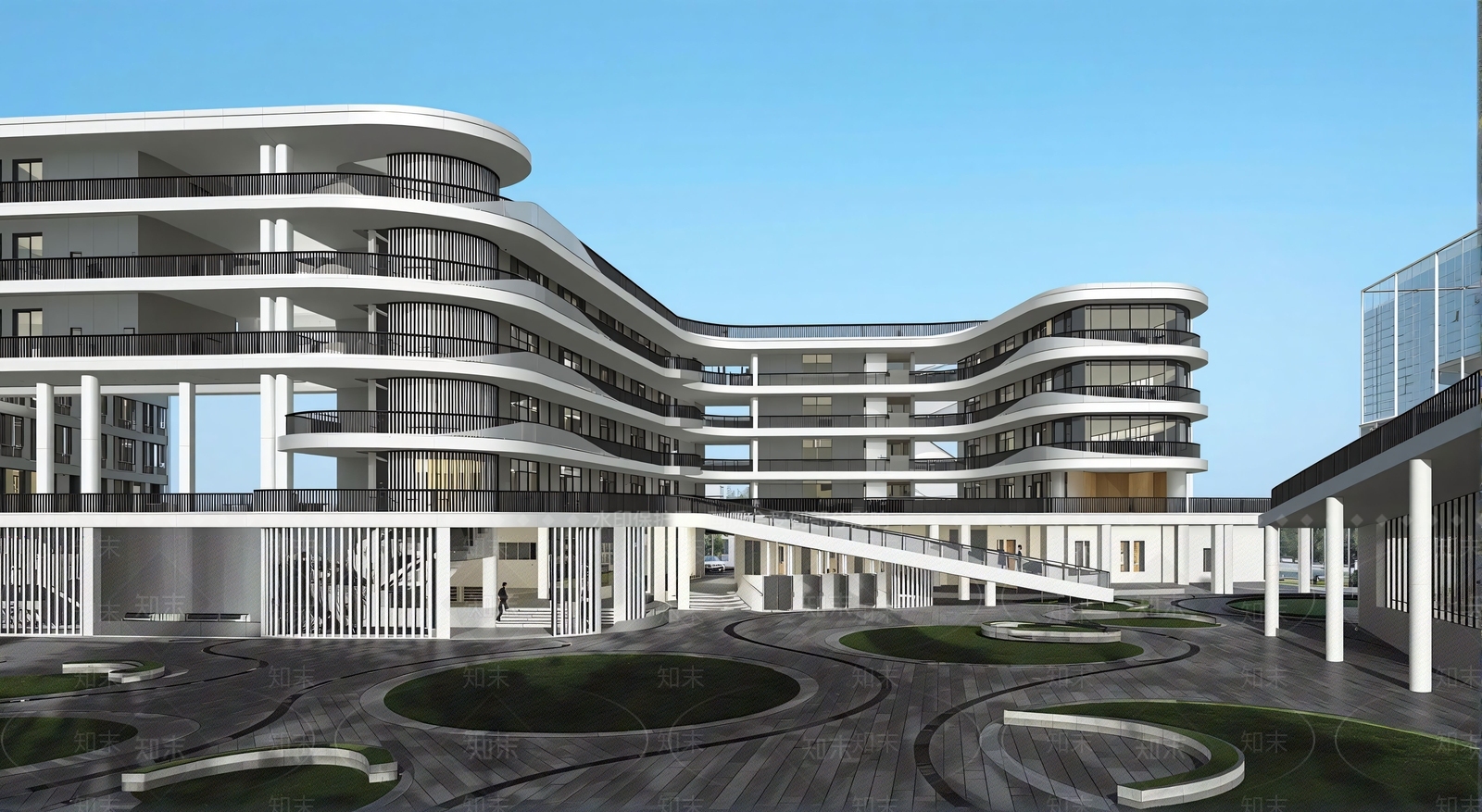 现代学校建筑SU模型下载【ID:1202375546】