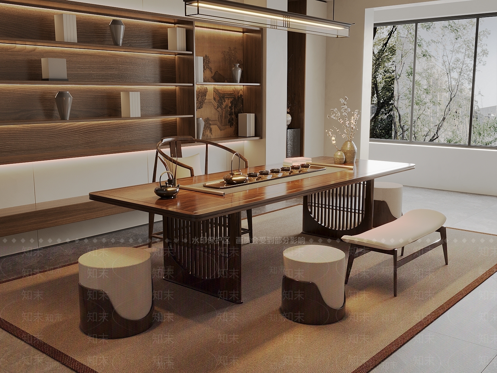 新中式中式茶室3D模型下载【ID:1202377098】