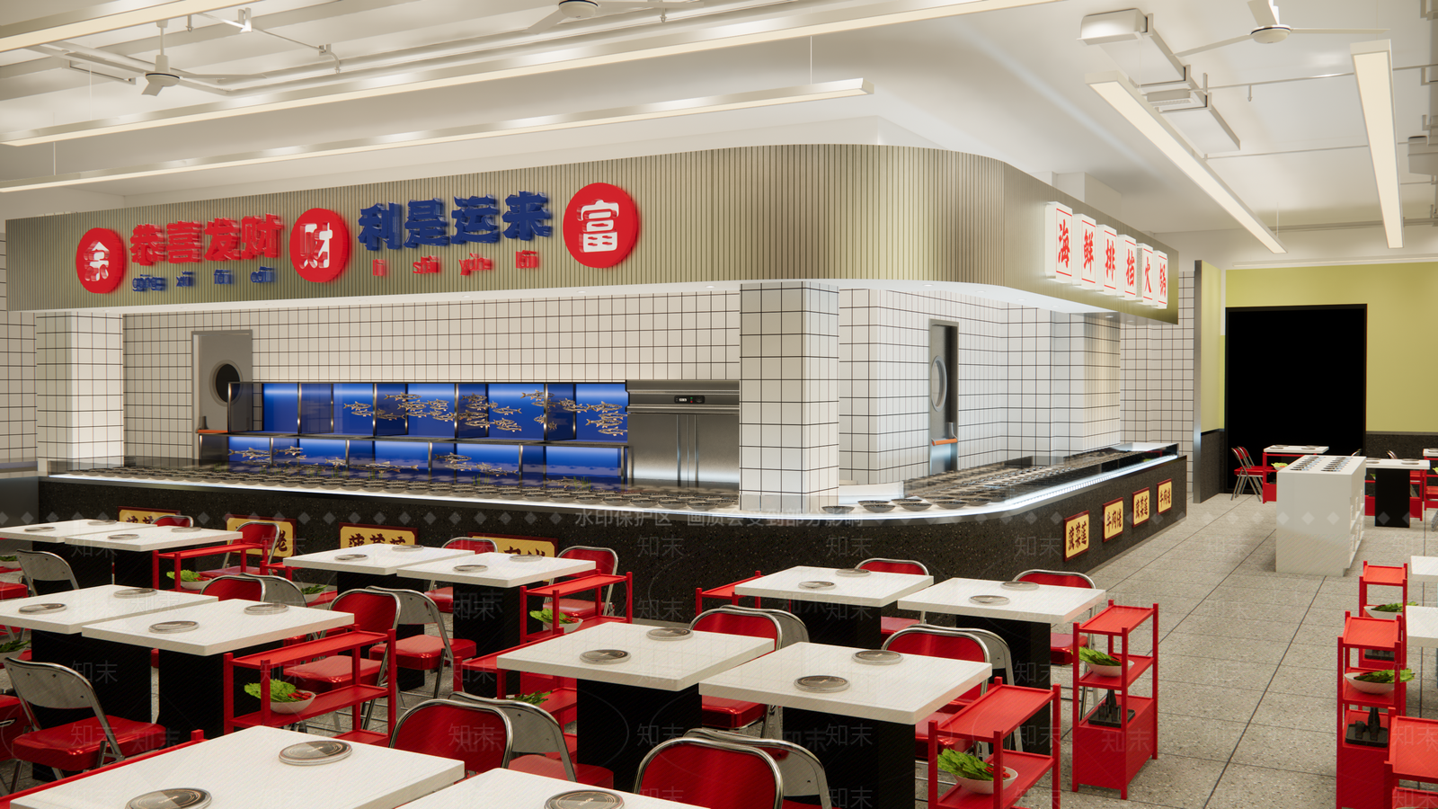 现代工业中餐厅SU模型下载【ID:1202378622】